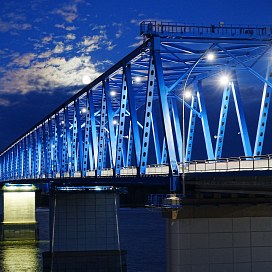Высокогорский мост. Светильники Pandora LED освещают самый северный мост через Енисей.